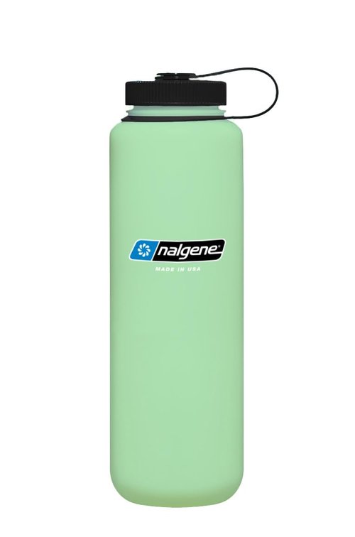 Nalgene Sustain Tritan BPA-Free Water Bottle Made with Material Derived from 50% Plastic Waste (Using ISCC Certified Mass Balance), 48 OZ, Wide Mouth, Glow Green
