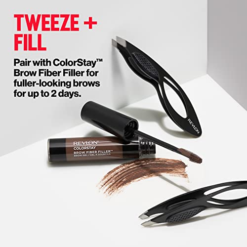 Revlon Comfort and Control Tweezer, Easy to Use Eyebrow Tool with Wide Grip, 1 count