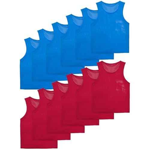 VOGRYE Pinnies Set of 12/24 Scrimmage Vests, Team Practice Sports for Child Youth/Adult, Lightweight Basketball Jersey