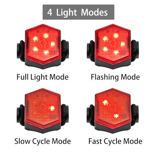 4 Pack USB-C Rechargeable Bike Tail Lights with 4 Modes for Cycling Safety