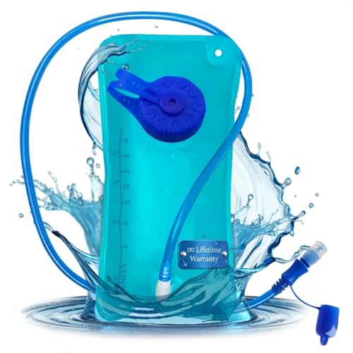 1.5L Hydration Water Bladder for Hiking Backpack - Blue, Wide Mouth, Fill Marks