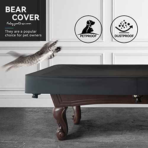 Heavy Duty Leatherette Billiard Pool Table Cover, Waterproof & Tearproof Covers for Pool Table 7/8/9FT Fitted (8 Feet/ Black)