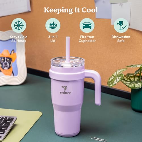 24 oz Stainless Steel Travel Mug with Handle - Sea Glass, Double Wall Insulated