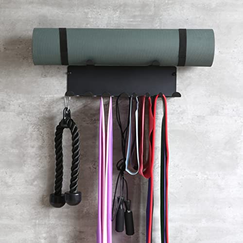 Wall Mount Resistance Bands Rack for Home Gym Storage - Black 16.5"