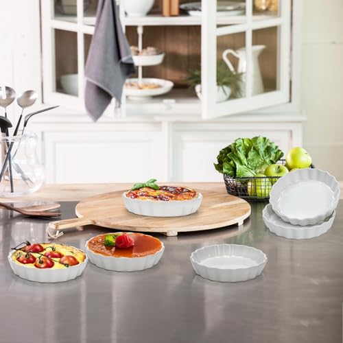 Porcelain Ramekins Set of 8, 5 oz, 5 Inch Diameter, Shallow Baking Dishes