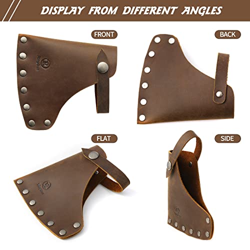 Brown Leather Hatchet Cover for Axe Sheath - Durable Full Grain Leather