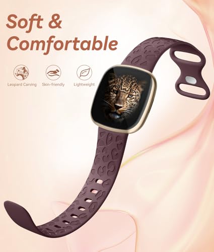 Odbeai Leopard Pattern Watch Band for Fitbit Versa 4 Sense 2 - Smoke Violet