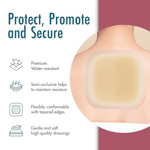 Hydrocolloid Wound Dressings - Water-Resistant, Sterile, Flexible 6x6 Inch - 5 Pack Variation 6 x 6 Inch / 5 Count / 1