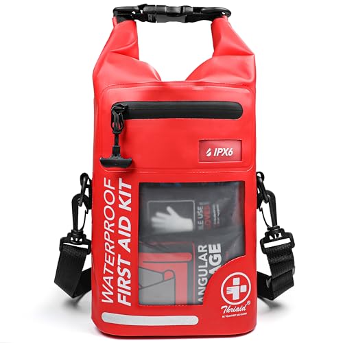 Red Waterproof First Aid Kit 250 PCS Survival Emergency Bag with Reflective Strips