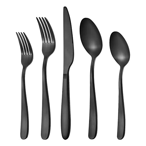 Compralo Matte Black Silverware Set for 8 - 40 Piece Stainless Steel Cutlery