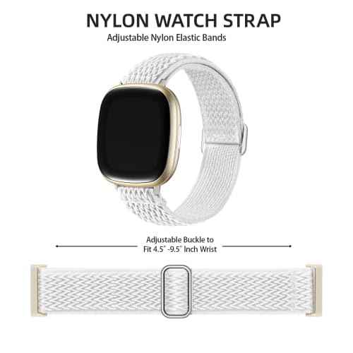 Adorve Compatible with Fitbit Versa 3/Fitbit Versa 4 /Fitbit Sense/Sense 2 Bands for Women Men, Adjustable Stretchy Solo Loop Elastic Nylon Sport Strap for SmartWatch Replacement