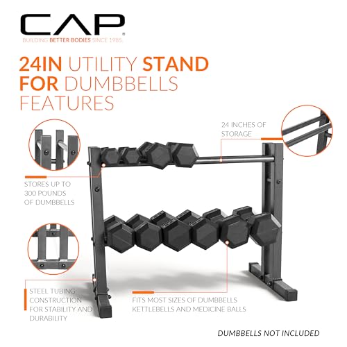 24-Inch Dumbbell and Kettlebell Storage Rack - Compact Home Gym Organizer