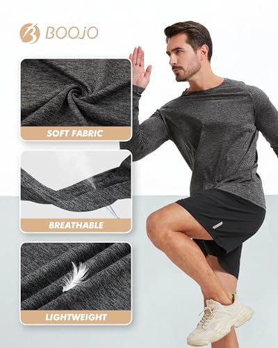 Long Sleeve Quick Dry Sun Protection Shirts for Men - Large / Heather Black, Dark Grey, Blue, Green