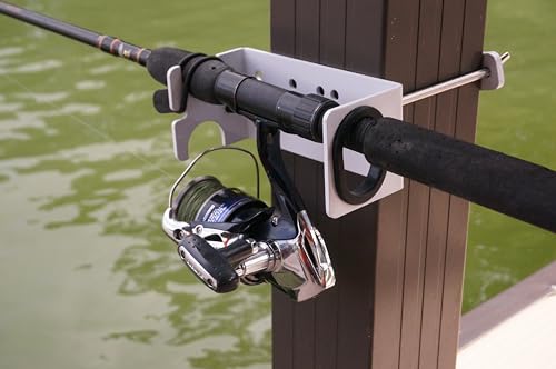 Heavy-Duty Dock Column Fishing Rod Holder Pair - Aluminum, Adjustable