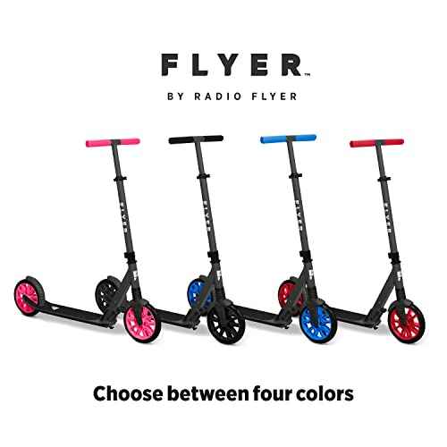 Flyer Kickstart Max, Radio Flyer Kick Scooter, Adjustable Handlebars & Foldable, Black Scooter 8+ Years, and up to 220 lbs