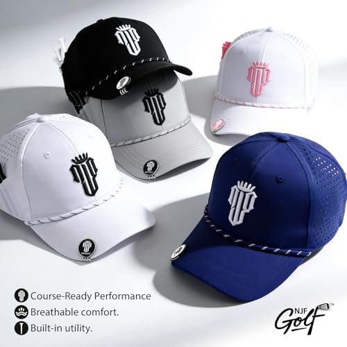 Men's Golf Performance Hat with Tee Holder & Magnetic Ball Marker - Light Gray