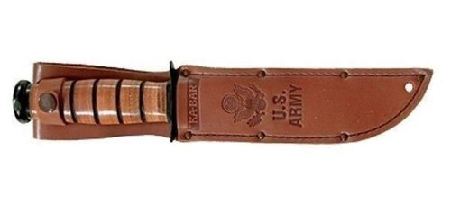 Ka-Bar 1220 US Army Straight Edge Fighting/Utility Knife with Leather Sheath , Beige, 7" Blade