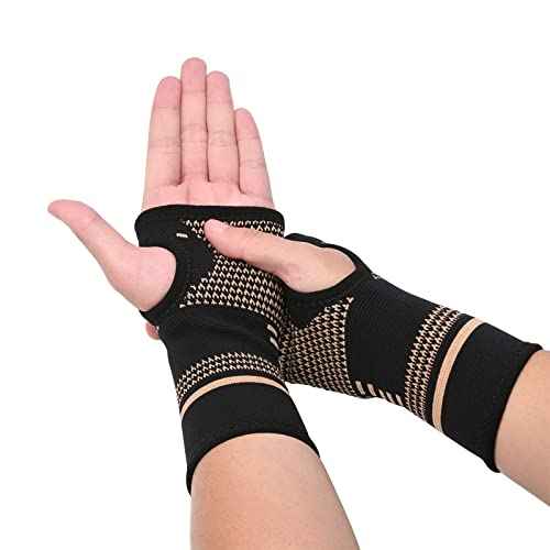 Copper Wrist Compression Sleeves, Comfortable and Breathable for Arthritis, Tendonitis, Sprains, Workout, Carpal Tunnel, Wrist Support for Women and Men