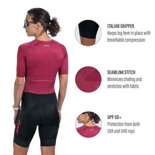 Zoot Women¡¯s Core Tri Aero FZ Racesuit, Short Sleeve Moisture-Wicking Triathlon Suit, Plush Chamois & Race Day Storage