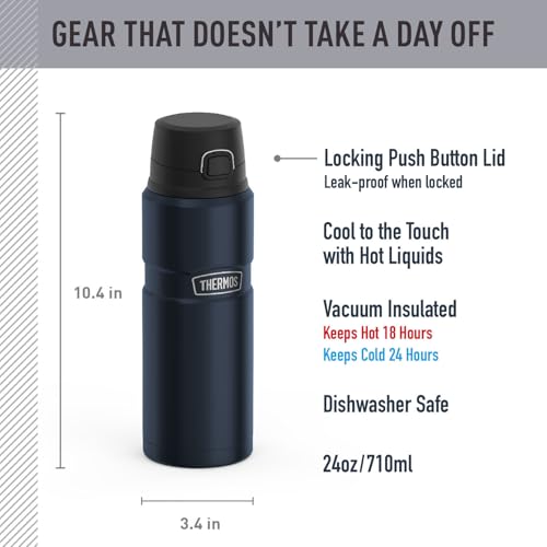 Thermos Stainless King Vacuum-Insulated Drink Bottle 24oz Midnight Blue