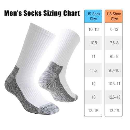 JOYN?E 8 Pair Mens Thick Cushioned Athletic Crew Socks Breathable Moisture Wicking Work Running Socks for Men Size 9-12/12-15