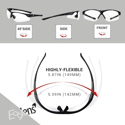 Anti-Fog Photochromic Shooting Safety Glasses with Scratch Resistance - Black, P029bk Not