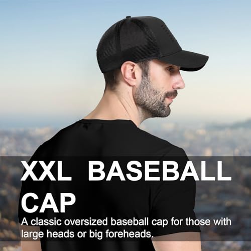 XXL American Flag Trucker Hat for Big Heads Mesh Snapback Black - XX-Large