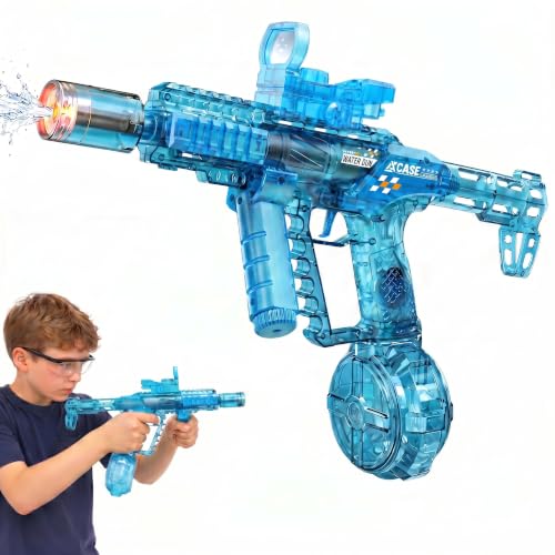 Electric Water Gun with LED Light, Long Range 26-31 Inches, Rechargeable Summer Pool Toy for Kids & Adults