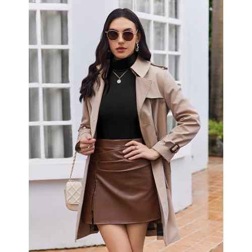 Ekouaer Womens Turtleneck Shirts Long Sleeve Slim Fit Fall Fashion Base Layer Pullover Fleece Ribbed Thermal Underwear Tops