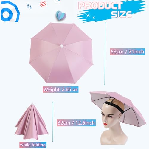 Rainbow Waterproof Umbrella Hat for Adults - Folding Sun & Rain Headwear B (4 Pack)