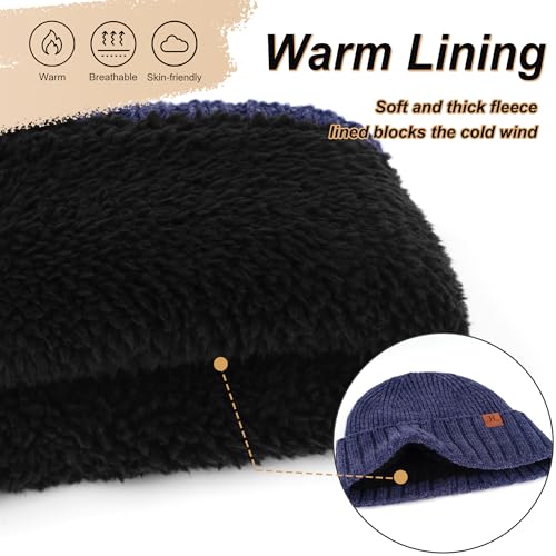 FZ FANTASTIC ZONE Mens Winter Beanie Hats for Men Warm Ribbed Knit Hat Ski Snow Skull Caps with Fleece Lined Mens Gifts