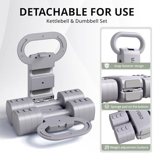 Gray Adjustable Dumbbell Set of 2 - 4-in-1 Free Weights for Home Gym