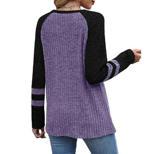 JomeDesign Womens Sweaters Long Sleeve Sweatshirts Color Block Casual Fall Shirts 2025 Trendy S-2XL