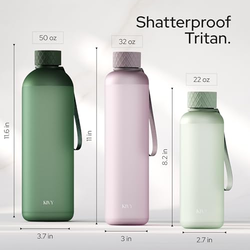 Large 50oz Water Bottle Tritan BPA Free Lightweight Shatterproof Black
