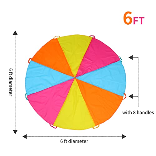 6ft Rainbow Parachute Toy for Kids - Indoor & Outdoor Play Equipment with Handles