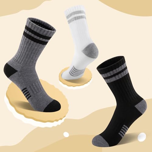 10 Pairs Boys Athletic Crew Socks 4-6 6-8 8-10 Years White - Half Cushioned
