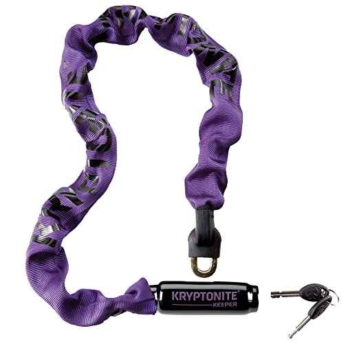 Kryptonite Keeper 785 Bike Chain Lock, 2.8 Feet Long Heavy Duty Anti-Theft Bicycle Chain Lock with Keys for Bike, Motorcycle, Scooter, Bicycle, Door, Gate, Fence,Purple
