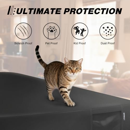8FT Pool Table Cover Billiard Table Protector with Storage Pocket - Black