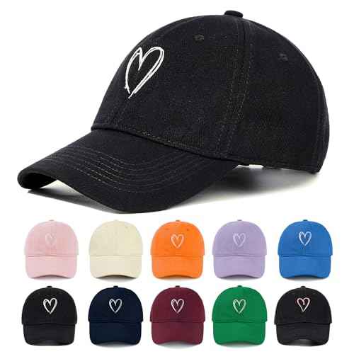 Zando 2025 Trendy Heart Baseball Caps for Women Men Girls Dad Adjustable Cute Cotton Ball Cap for Running Golf Tennies Travel