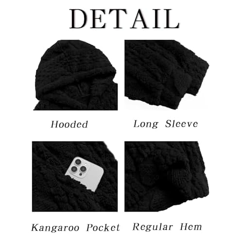 Runcati Mens Fuzzy Sherpa Hoodie Pullover Sweatshirts Long Sleeve Front Pocket Fall Winter Hooded Textured Outwear