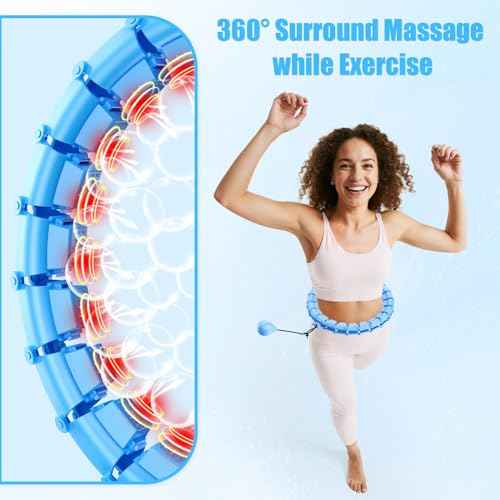 Skyrain Fit Hoop Weighted Waist Hoop for Adults Weight Loss at Home, Fitness Hoop with 32 Detachable Knots, 65 Inch Plus Size, Exercise Training Hoop for Women, Workout Equipment for Gifts