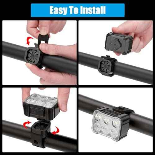 2 Pcs Bike Light,Bicycle Lights Front and Rear,USB Rechargeable Bike Light Set 6+12Modes,IPX4 Waterproof Bike Lights for Night Riding or Cycling,Taillights with Internal Spot and External Flood Light