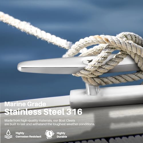 5 Inch Marine Grade Stainless Steel Boat Cleats Pack of 4 with Installation Hardware