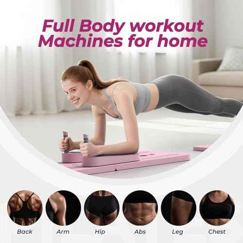 Multifunctional Pilates Board, Pilates Reformer Sets 7-in-1 Foldable Pilates Reformer Machine for Home Workout with Timer, Phone Holder, Push-up Bar, Ab Board, 330LBS Capacity Portable Set