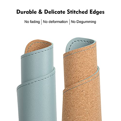 Reversible PU Leather & Cork Mouse Pad with Coaster - Sierra Blue - AZURY Variation