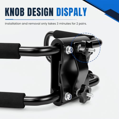 Forluck Black Kayak Roof Rack J-Bar Carrier - 1 Pair, Universal Fit, Heavy Duty
