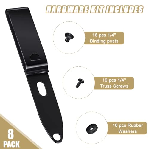 8 Pack Metal Belt Clips for Holsters & Outdoor Gear with Screws - Black - Variation 8