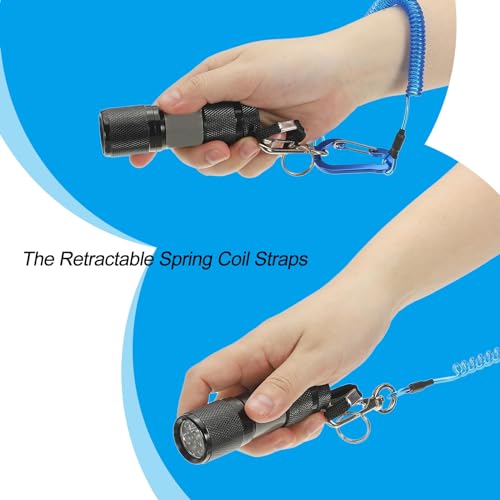 Black Retractable Spring Coil Strap 6-Inch Safety Lanyard with Aluminum Clip