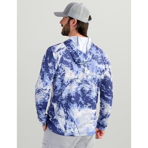 HUK Men's Pursuit Pattern Crew Long Sleeve, Performance Shirt