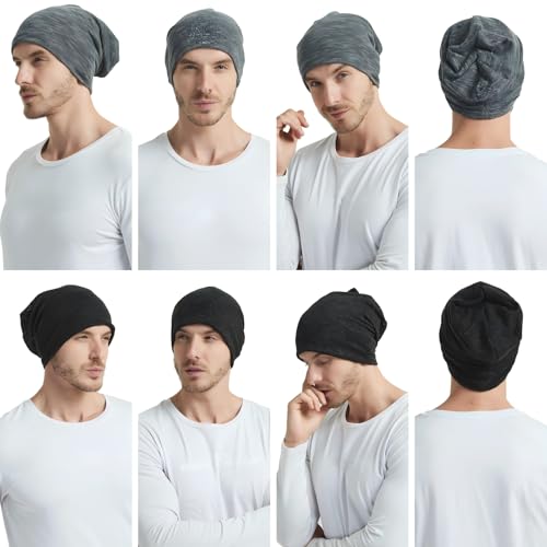 EINSKEY 4-Pack Multicolor Cotton Slouchy Beanie for Men Women - Summer UV Sun Protection